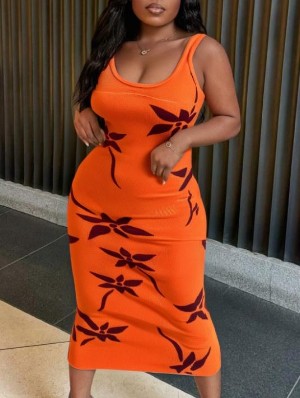 Elegant U-Neck Sleeveless Fitted Maxi Dress, Pure Color Bodycon Style