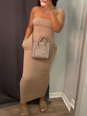Elegant U-Neck Sleeveless Fitted Maxi Dress, Pure Color Bodycon Style