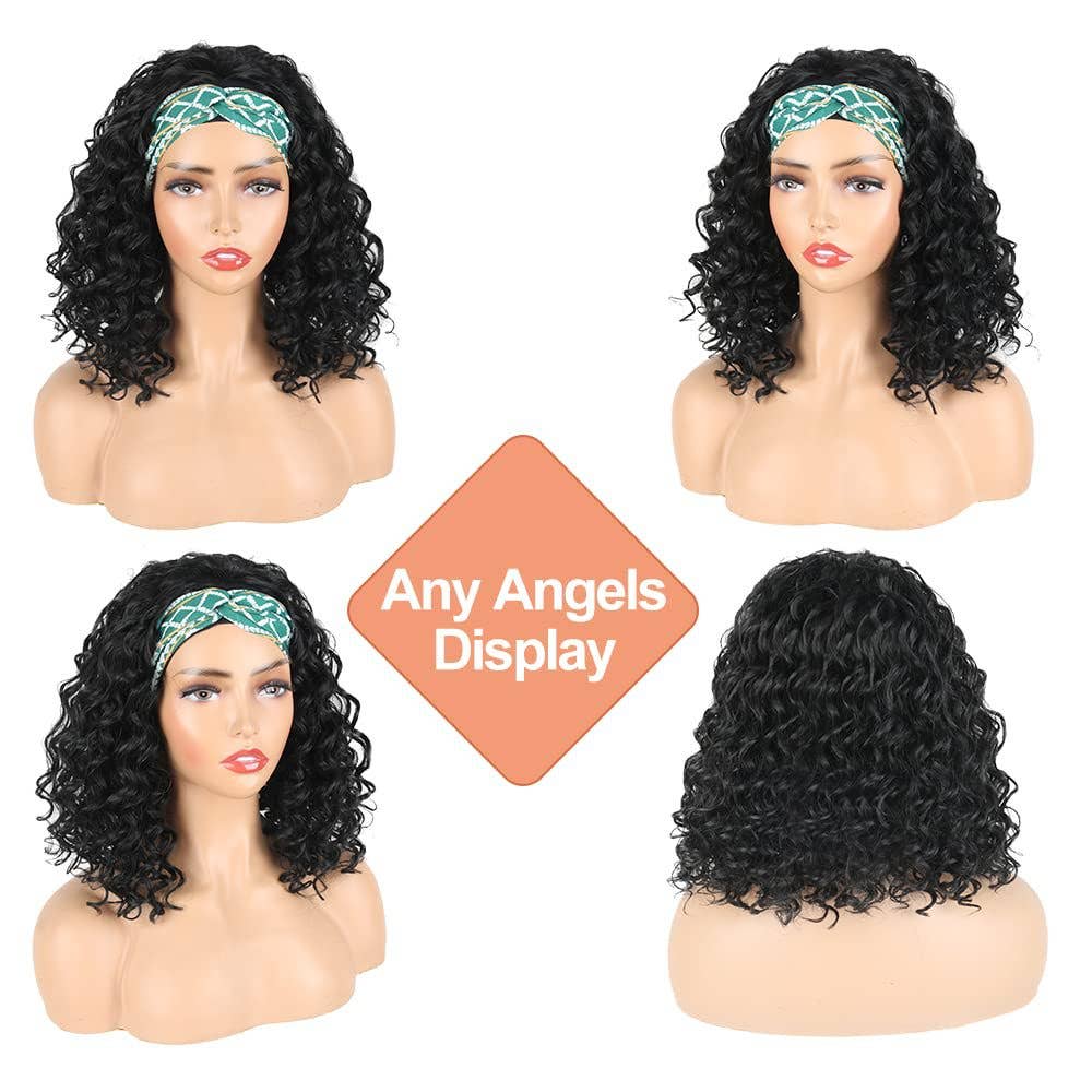 Chic Short Curly Headband Wig – Effortless Synthetic Hair for Instant Style