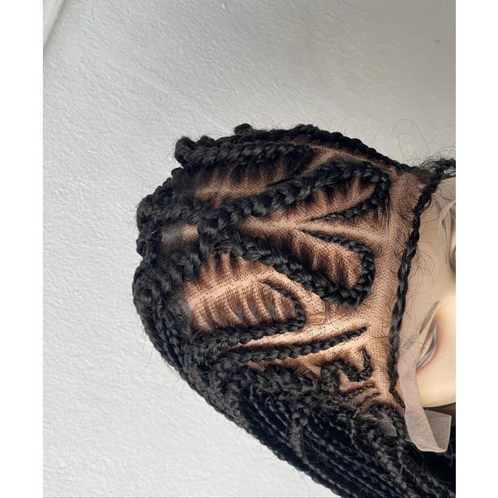 Premium Cornrow Braided Wig for Black Women, Glueless Lace Front with Elastic Band