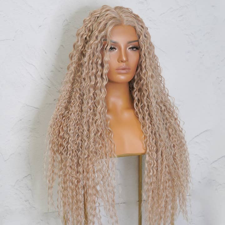 Luxurious ATHENA Blonde Lace Front Wig, 30 Inch, Curly, Heat Resistant Synthetic Hair