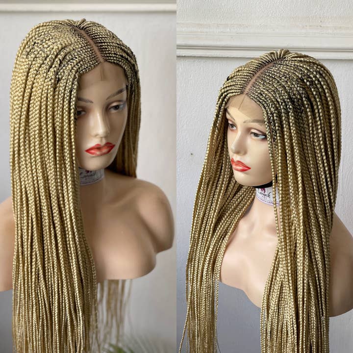 Premium Blonde Cornrow Braided Wig: Full Lace Front, Long, Natural Look