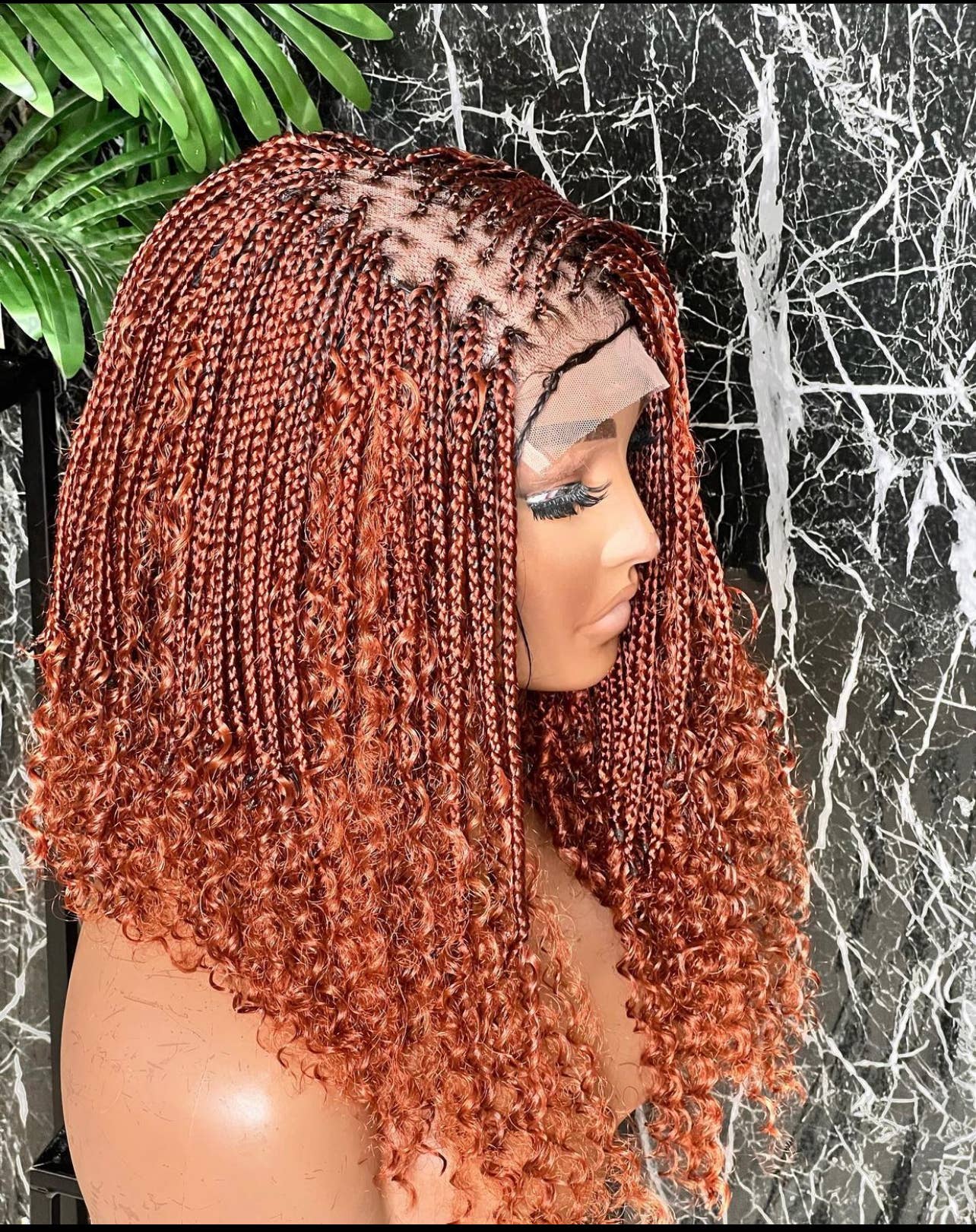 Exquisite Wine Goddess Bob Braided Wig - Handmade Lace Front with Deep Curls