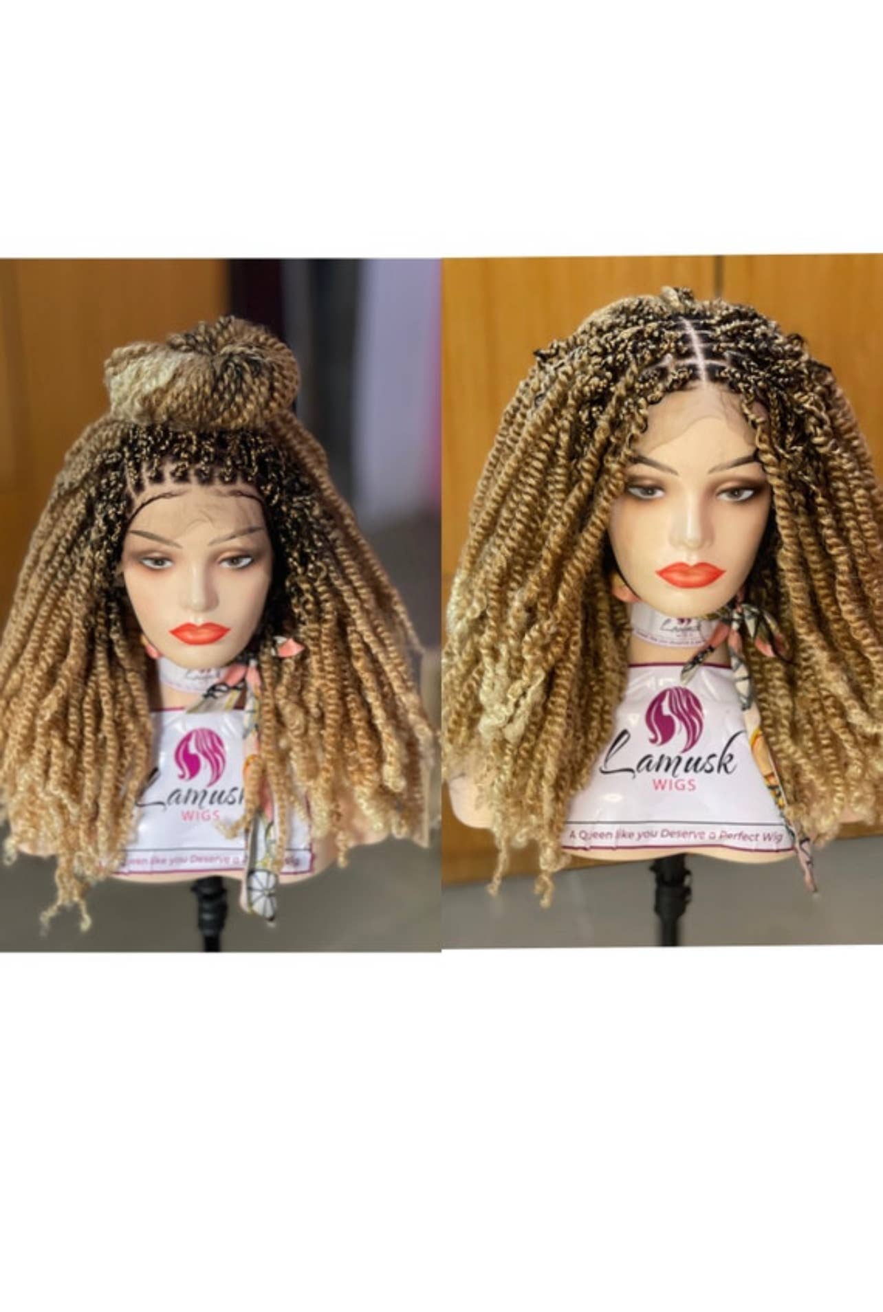 Premium Handmade Lace Frontal Braided Wig – Spring Twist & Passion Twist Style