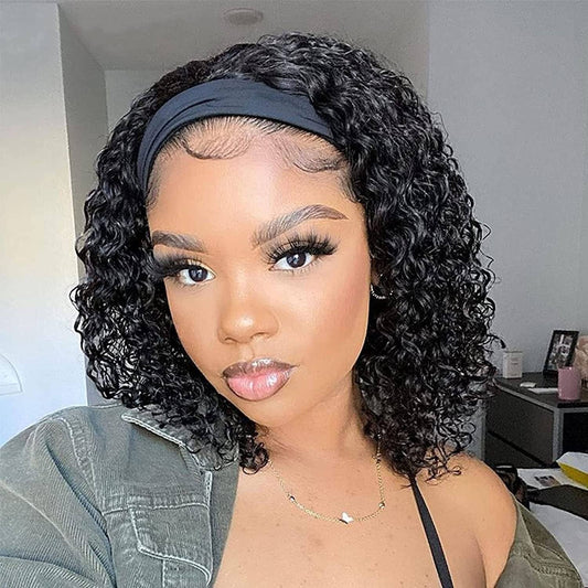 Chic Short Curly Headband Wig – Effortless Synthetic Hair for Instant Style