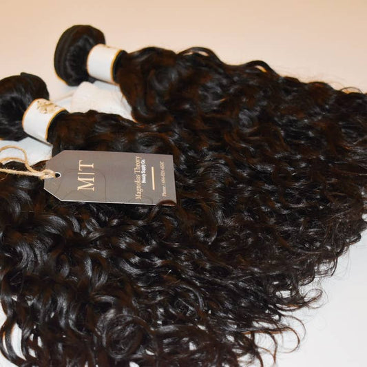 Luxury Water Wave Virgin Human Hair Bundle - Luminous, Soft, Natural Black Extensions