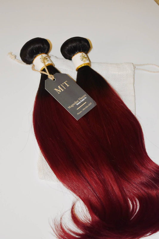Luxurious Ombre 1B/99J Virgin Human Hair Bundle: Silky Straight, Luminous Flow.