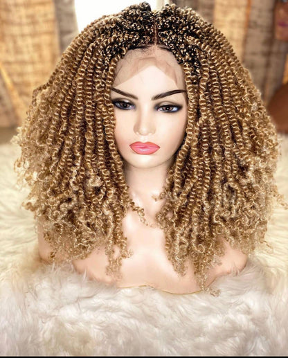 Premium Handmade Lace Frontal Braided Wig – Spring Twist & Passion Twist Style
