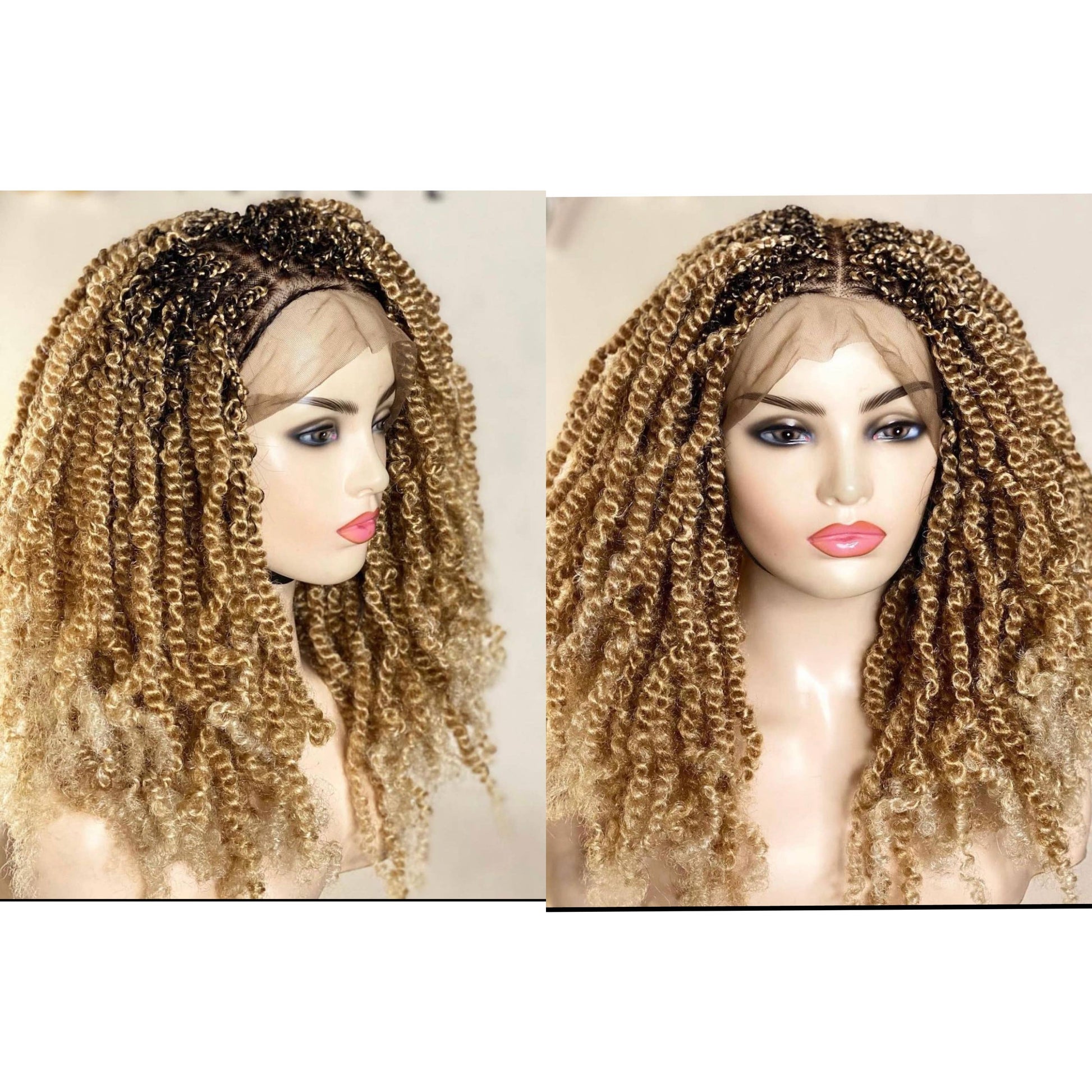 Premium Handmade Lace Frontal Braided Wig – Spring Twist & Passion Twist Style