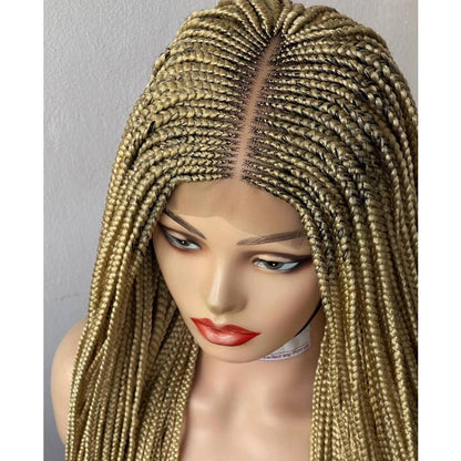 Premium Blonde Cornrow Braided Wig: Full Lace Front, Long, Natural Look