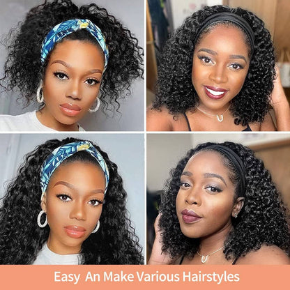 Chic Short Curly Headband Wig – Effortless Synthetic Hair for Instant Style