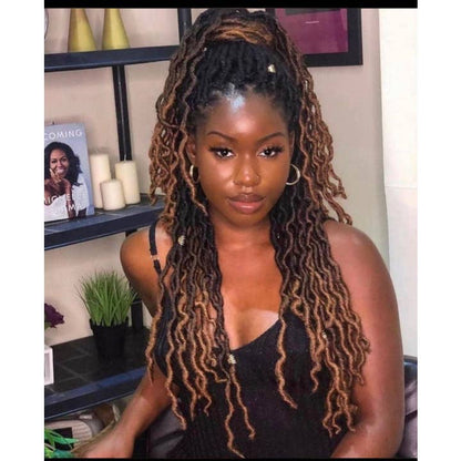 Handmade Braided Gypsy Faux Locs Lace Front Wig for Black Women
