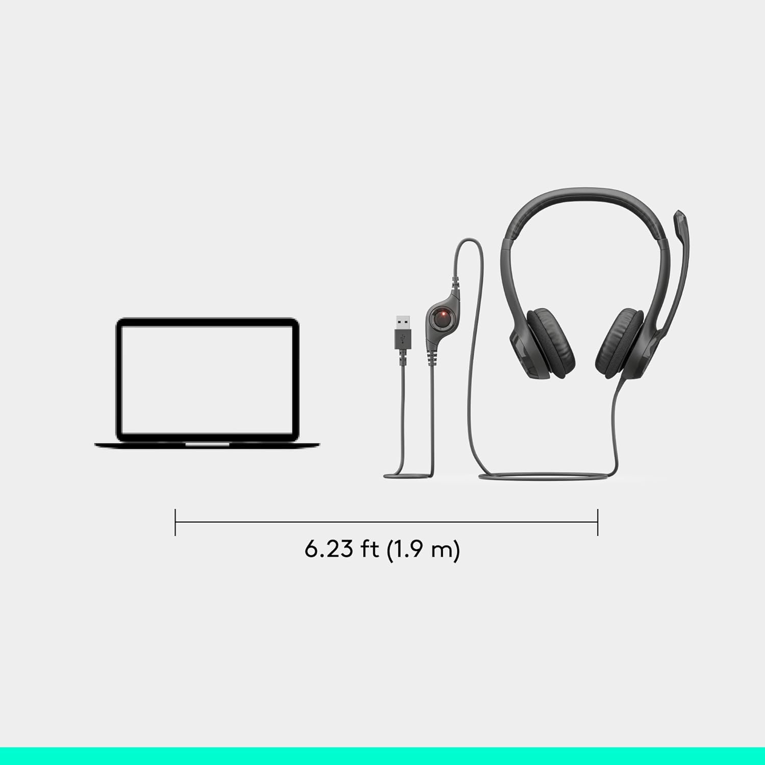 Logitech H390 Wired USB Headset with Noise-Cancelling Mic for PC Gaming & Meetings