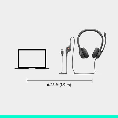 Logitech H390 Wired USB Headset with Noise-Cancelling Mic for PC Gaming & Meetings