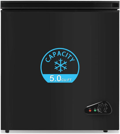 Rosmena Black 5.0 Cu. Ft. Compact Chest Freezer, Removable Basket, Quiet Operation