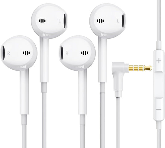 Ergonomic 90 Degree Wired Earbuds: HiFi Stereo Audio, Clear Mic, Universal Devices