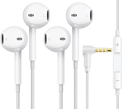 Ergonomic 90 Degree Wired Earbuds: HiFi Stereo Audio, Clear Mic, Universal Devices