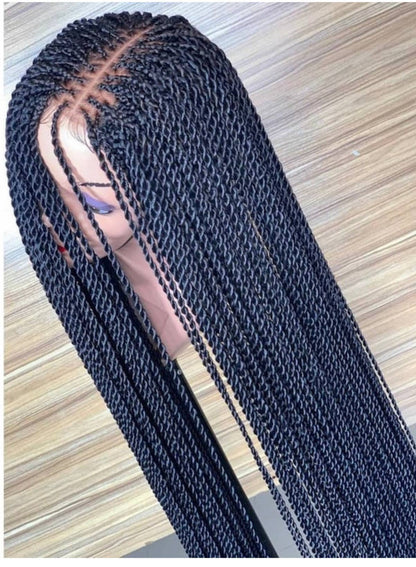 Handmade Braided Senegalese Twist Wig - Long, Natural Look, Easy Wear Closure