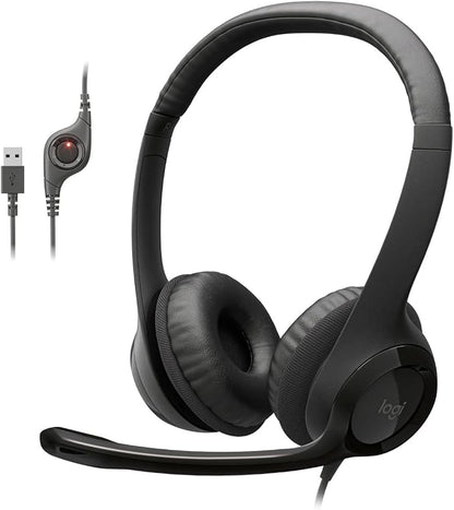 Logitech H390 Wired USB Headset with Noise-Cancelling Mic for PC Gaming & Meetings