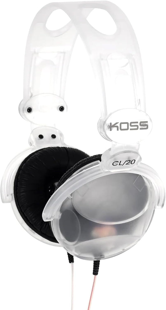 Koss CL/20 Retro Clear Transparent Wired On-Ear Headphones: Adjustable Comfort