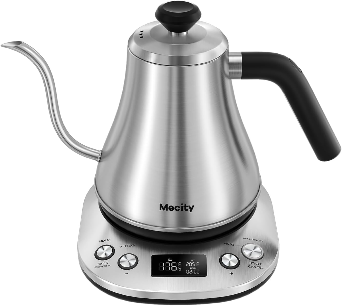 Mecity Electric Gooseneck Kettle with LCD Display, Precise Temperature Control 0.8L