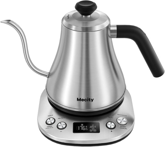 Mecity Electric Gooseneck Kettle with LCD Display, Precise Temperature Control 0.8L