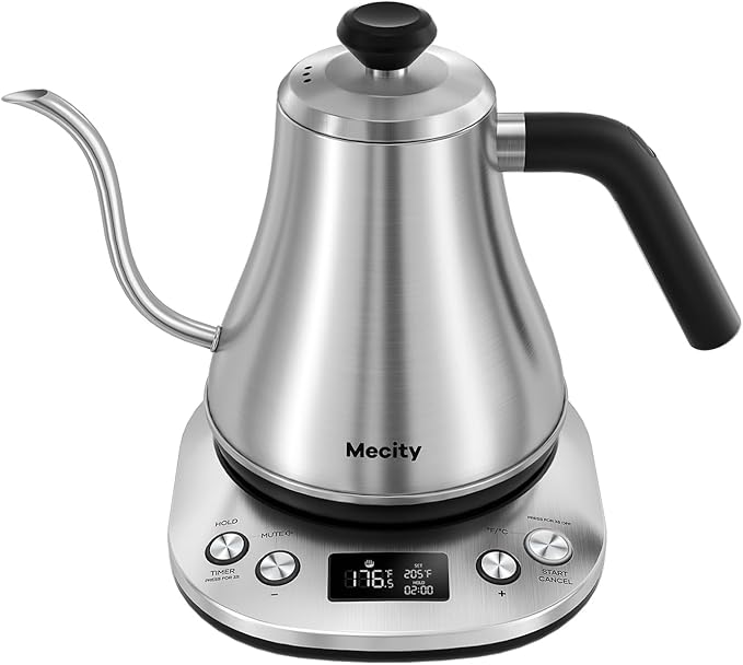 Mecity Electric Gooseneck Kettle with LCD Display, Precise Temperature Control 0.8L
