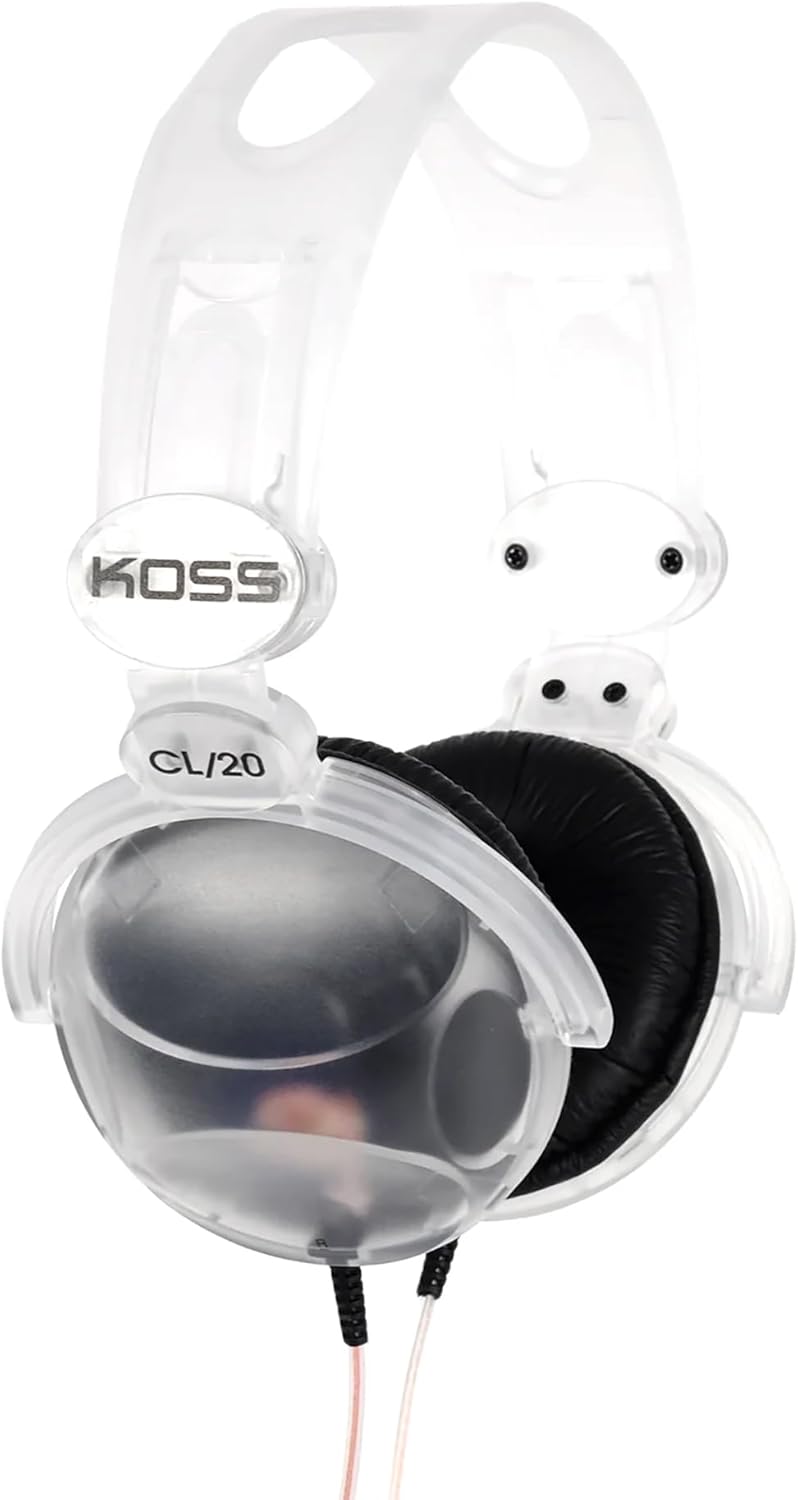 Koss CL/20 Retro Clear Transparent Wired On-Ear Headphones: Adjustable Comfort
