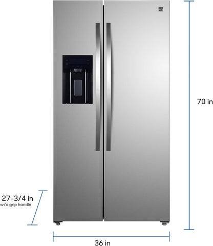 Kenmore 20 cu.ft. Counter-Depth Side-by-Side Refrigerator with Accela Chill, Ice & Water