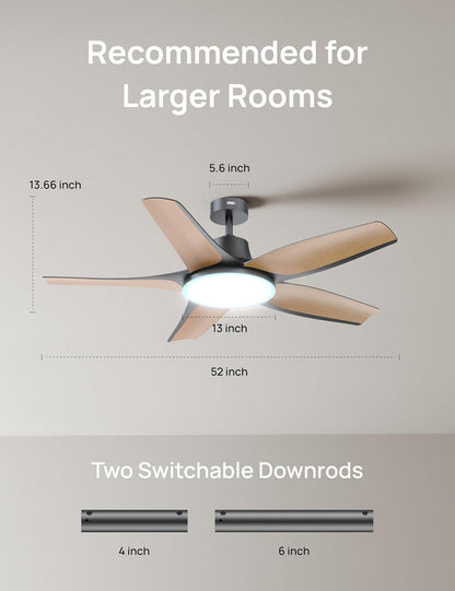 Dreo 52'' Smart Ceiling Fan, Dimmable RGB Lights, Alexa App, Quiet