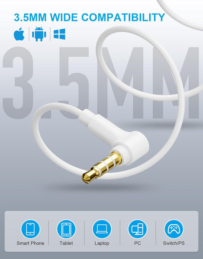 Ergonomic 90 Degree Wired Earbuds: HiFi Stereo Audio, Clear Mic, Universal Devices