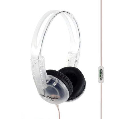 Koss CL5i Clear Transparent On-Ear Headphones, in-Line Microphone and Remote, Retro Style, 3.5mm Plug