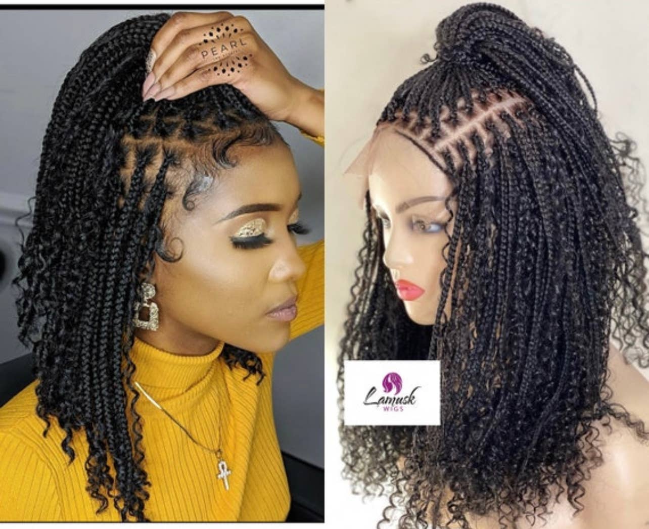Chic Gray Blunt Cut Braided Wig Closure - Short Bob Micro Braids Style