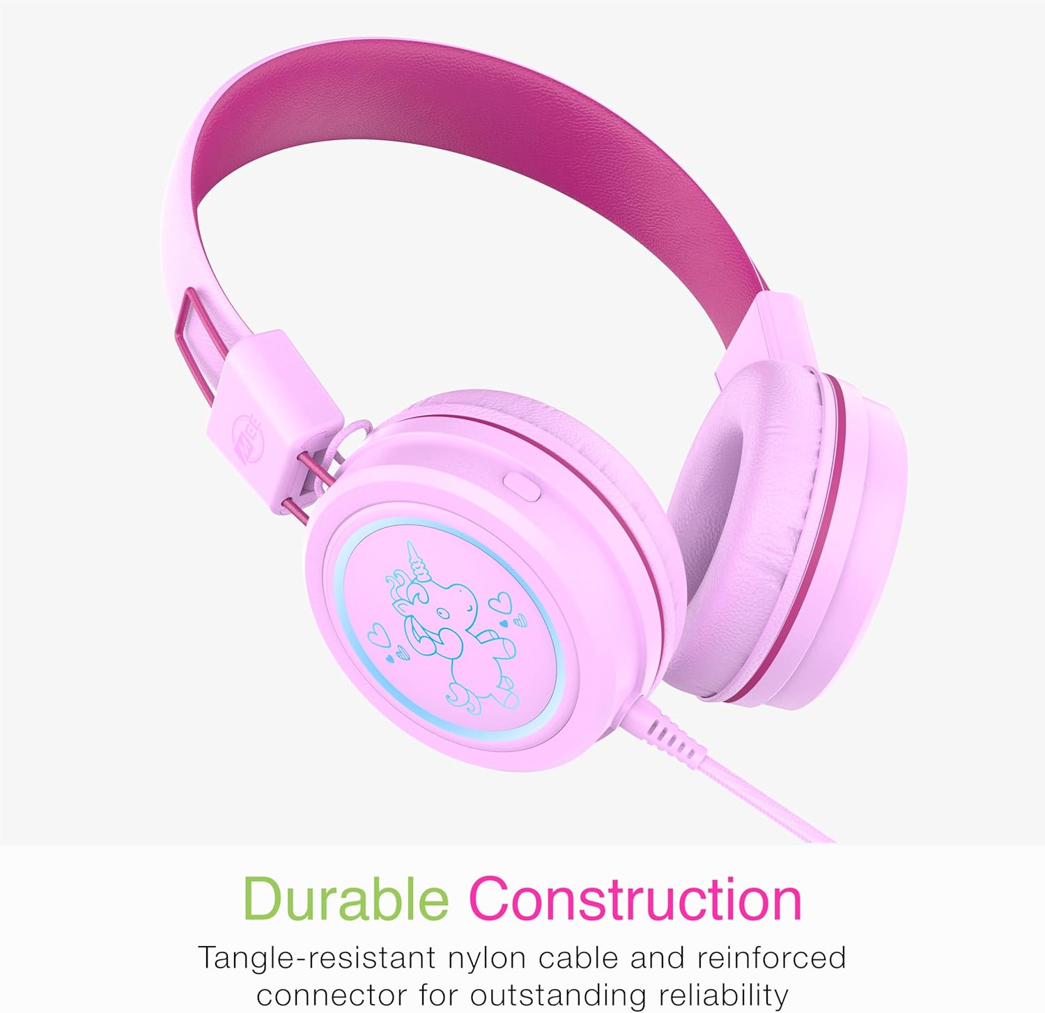 MEE audio KidJamz KJ55 USB-C Kids Headphones: Safe Volume, LED Lights, Microphone