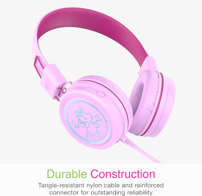 MEE audio KidJamz KJ55 USB-C Kids Headphones: Safe Volume, LED Lights, Microphone