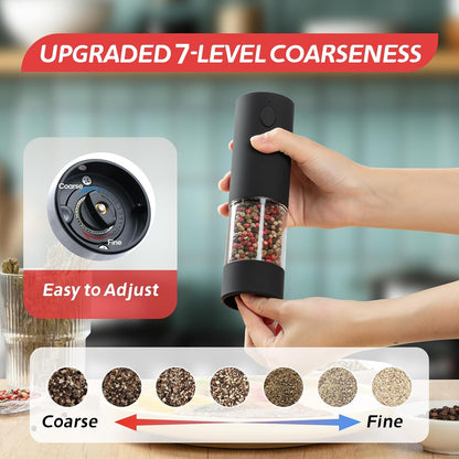 OPIIV USB Rechargeable Electric Salt Pepper Grinder Set with LED