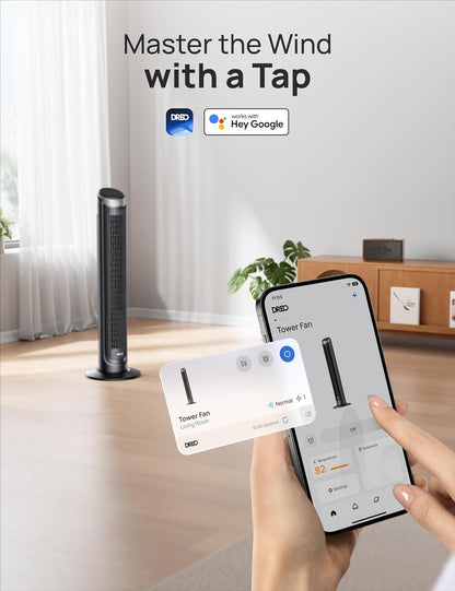 Dreo 40" Smart Tower Fan, 90° Oscillating, High-Speed Quiet Room Floor Fan