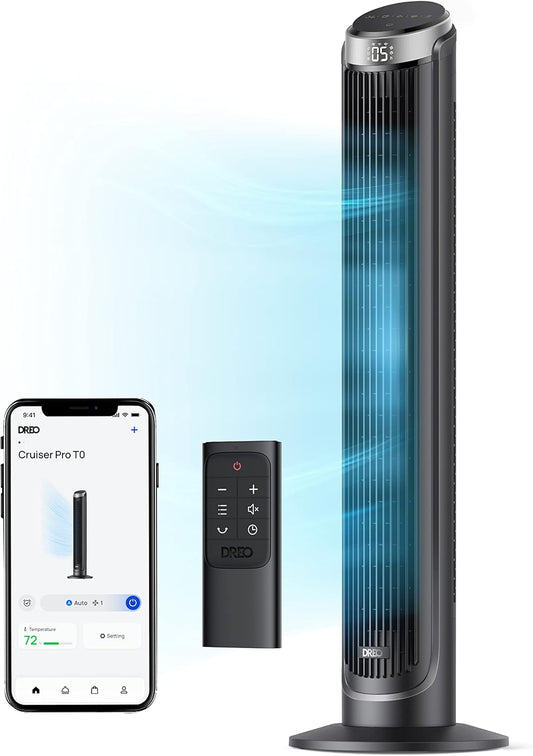 Dreo 40" Smart Tower Fan, 90° Oscillating, High-Speed Quiet Room Floor Fan