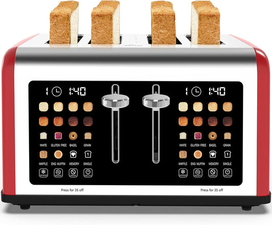 Smart 4-Slice Touchscreen Toaster: Dual Control, 8 Shades, 6 Bread Types, 1650W