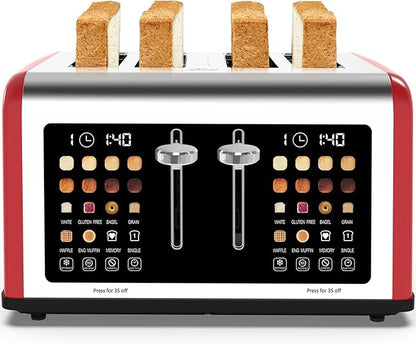 Smart 4-Slice Touchscreen Toaster: Dual Control, 8 Shades, 6 Bread Types, 1650W