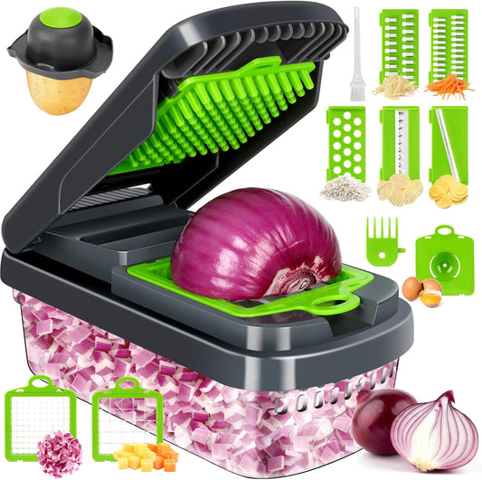 Yusshn 12-in-1 Multifunctional Food Chopper: 7-Blade Vegetable Cutter for Effortless Prep