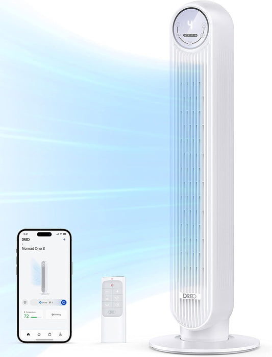 Dreo Smart Quiet Oscillating Bladeless Tower Fan for Bedroom, WiFi Voice Control