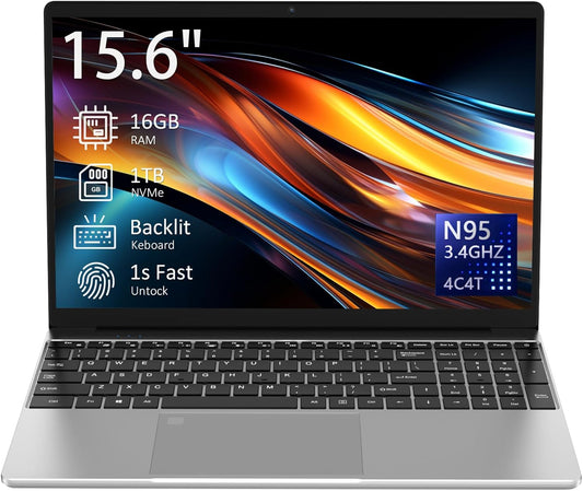Auusda 15.6" FHD Laptop: N95, 16GB RAM, 1TB NVMe, Win11 Pro