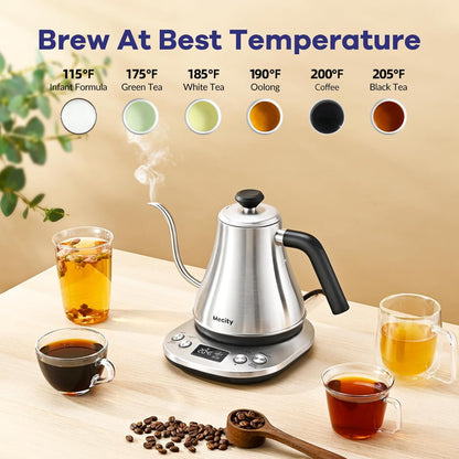 Mecity Electric Gooseneck Kettle with LCD Display, Precise Temperature Control 0.8L