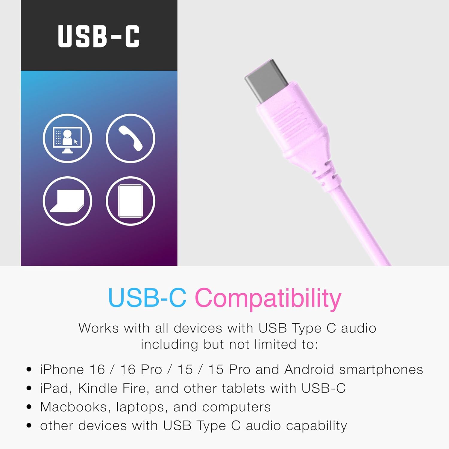 MEE audio KidJamz KJ55 USB-C Kids Headphones: Safe Volume, LED Lights, Microphone