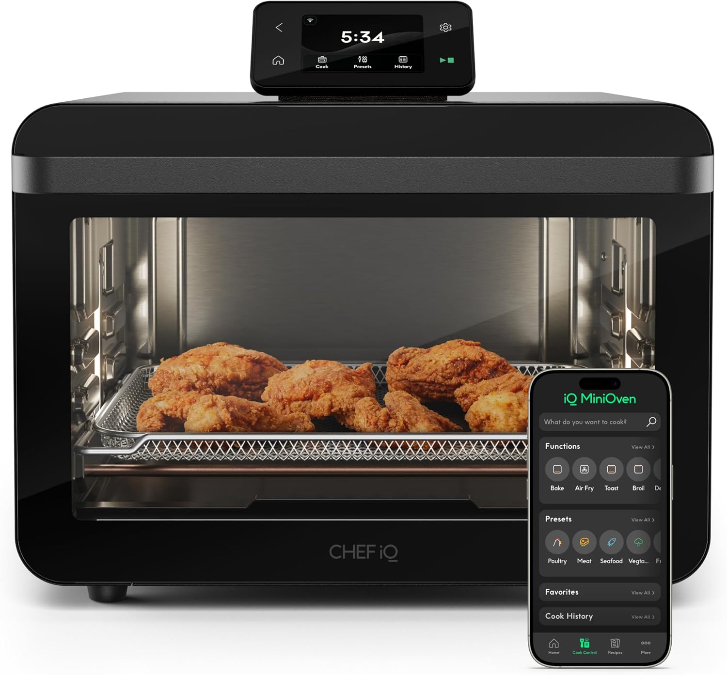 CHEF iQ Smart MiniOven: 11-in-1 Countertop Convection Air Fryer Toaster Oven