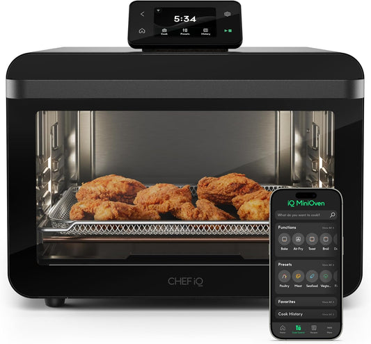CHEF iQ Smart MiniOven: 11-in-1 Countertop Convection Air Fryer Toaster Oven