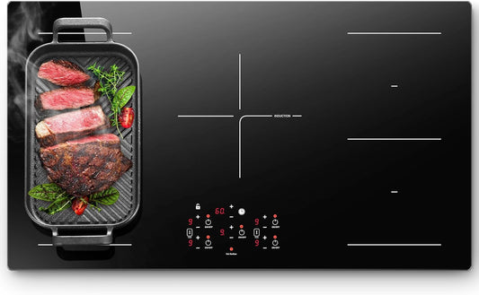 Advanced 36-inch 5-Burner Induction Cooktop: 10800W, Bridge, Booster, Safety Features