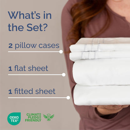 Luxury Queen 4-Piece Sheet Set: Breathable, Cooling, Deep Pocket Bedding