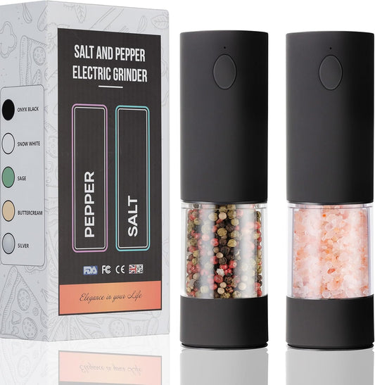 OPIIV USB Rechargeable Electric Salt Pepper Grinder Set with LED